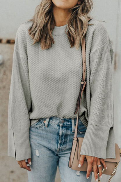 Dark Green Textured Knit Sweater