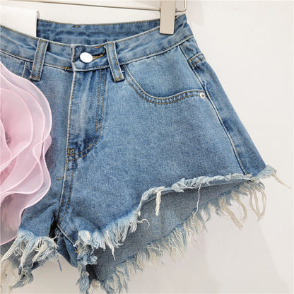 Women's Three-dimensional Flower Denim Shorts