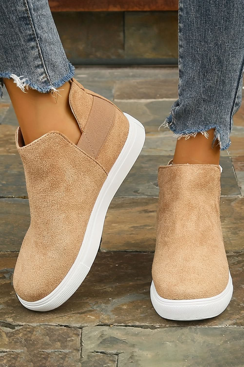 Camel High Top Slip-on Casual Sneakers.