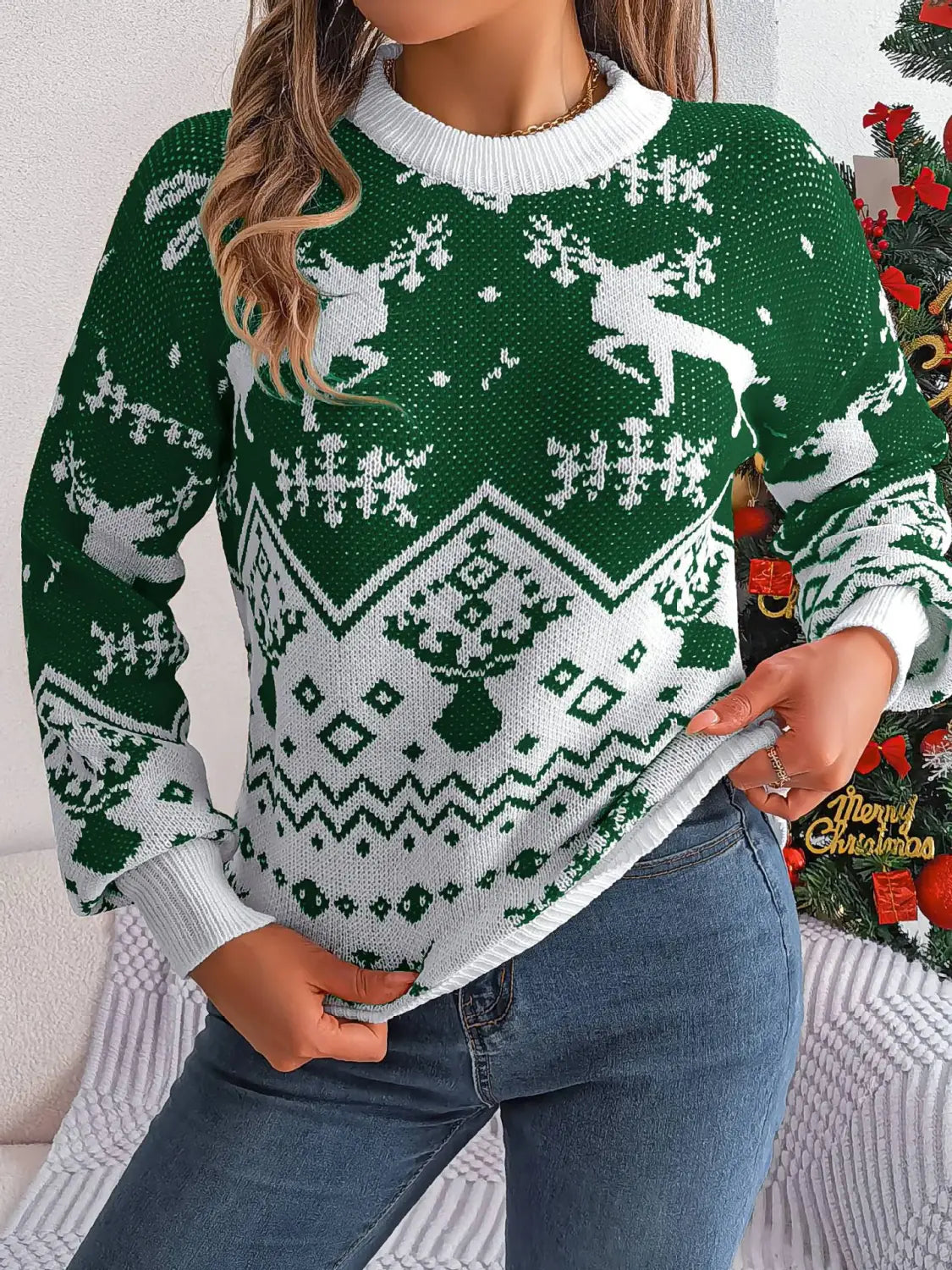 New Year Autumn Winter Casual Deer Pattern