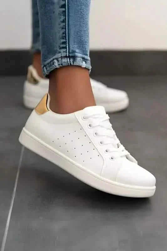 Gold Flat Sole Sneakers for Stylish Comfort and Casual Glamour