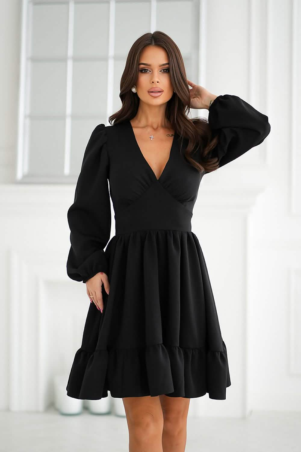 Cocktail Midi Dress: Bicotone Pearl Black | Sensisoft