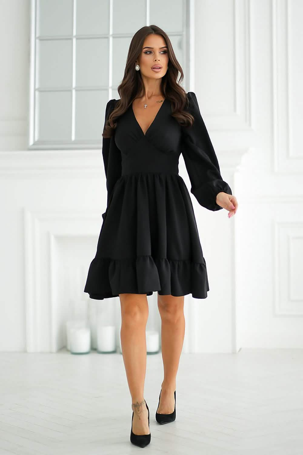 Cocktail Midi Dress: Bicotone Pearl Black | Sensisoft