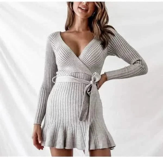 Wool sweaters Pure Beauty Sexy V-neck Knitted Dress for Effortless Elegance Knit tops