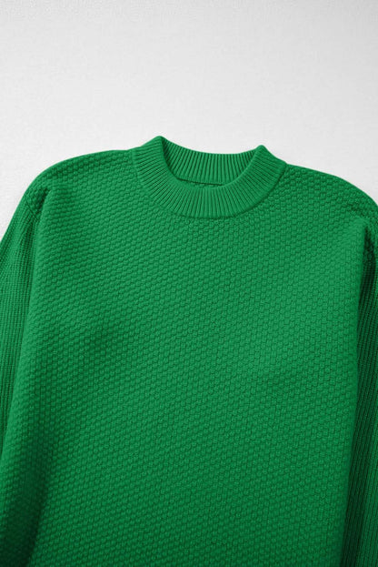 Wool sweaters Dark Green Textured Knit Sweater for Winter Sophistication Knit tops