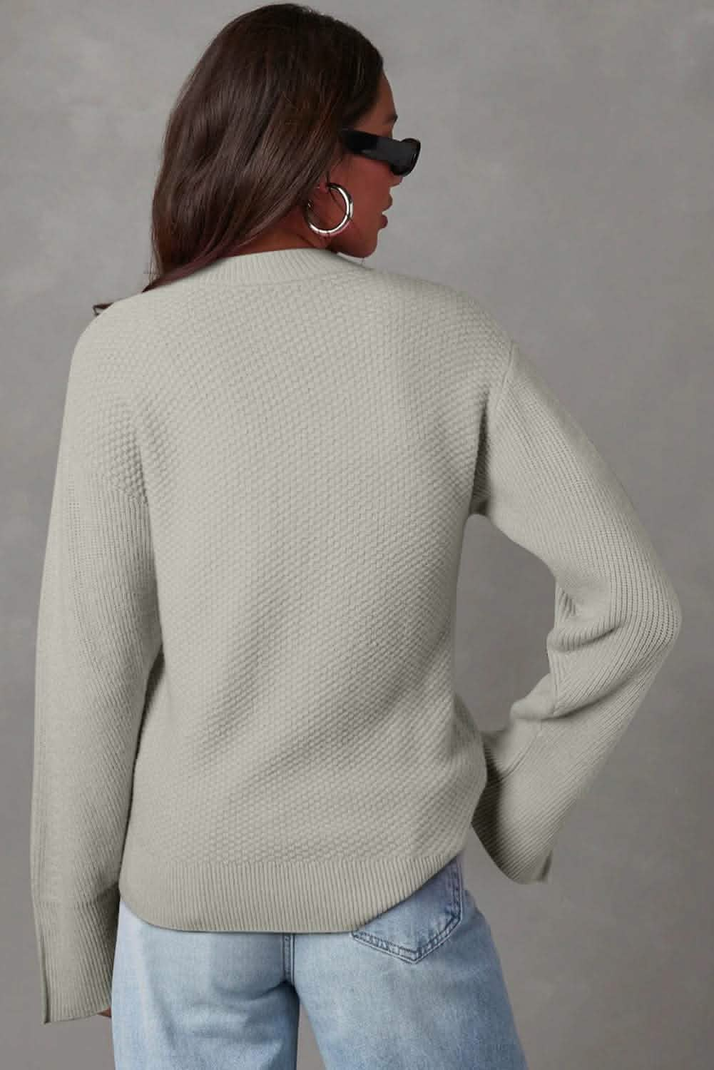 Wool sweaters Dark Green Textured Knit Sweater for Winter Sophistication Knit tops