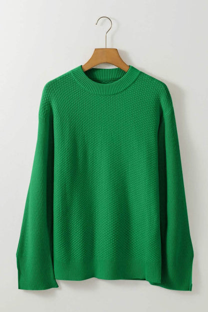 Wool sweaters Dark Green Textured Knit Sweater for Winter Sophistication Knit tops