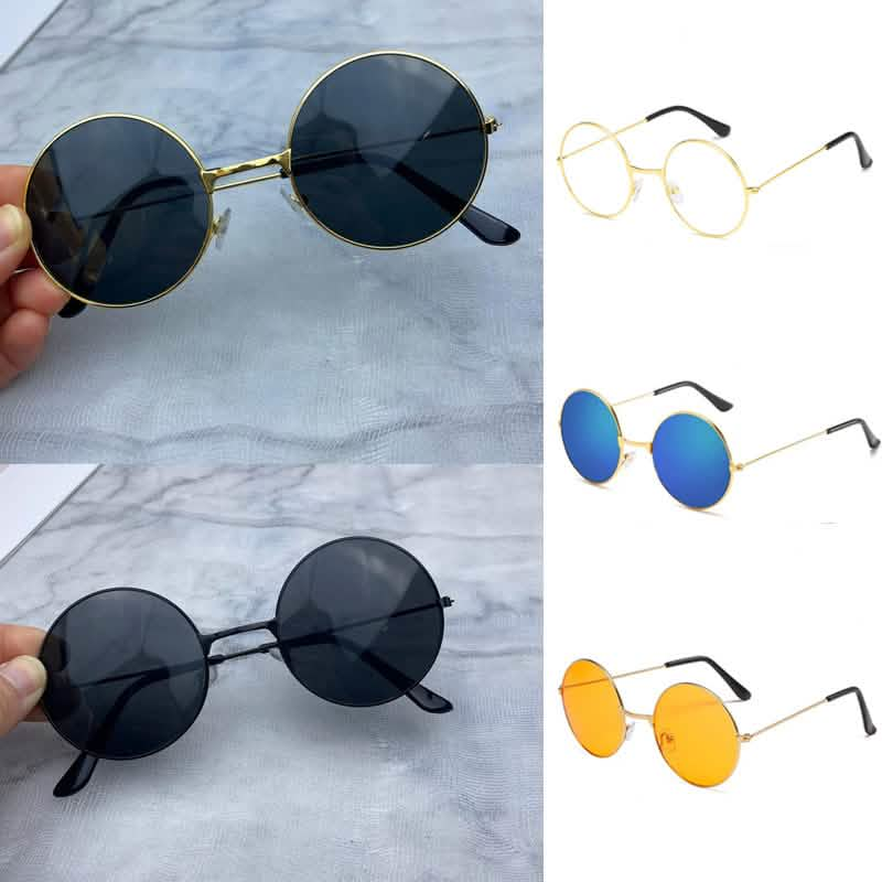 Literary Retro Round Metal Sunglasses Cross-border 7001 Marine Metal Sunglasses Color Glasses Wholesale