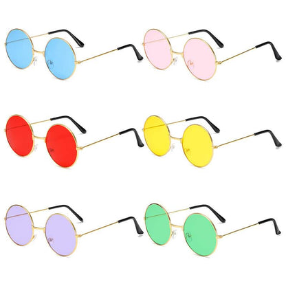 Retro Round Sunglasses Colorful Trend Round Frame Glasses Color Lens Prince Mirror Factory Wholesale