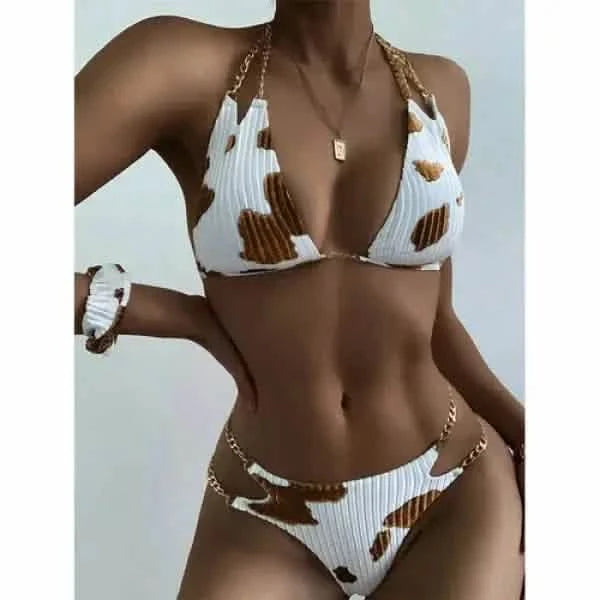 New Chain Split Swimsuit Multicolor Beach.