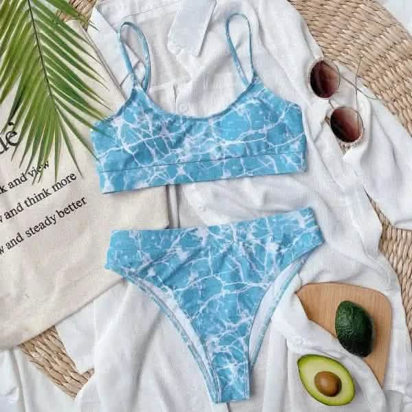 Bikini Ladies European And American Swimwear Split Print Bikini Swimsuit.