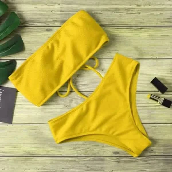 Ladies Bikini One Piece Solid Color.