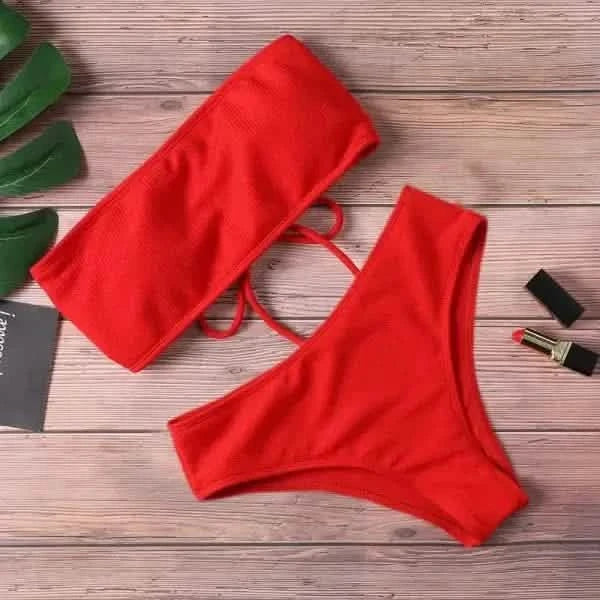 Ladies Bikini One Piece Solid Color.