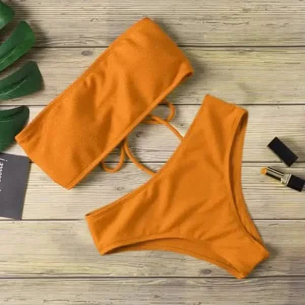 Ladies Bikini One Piece Solid Color.