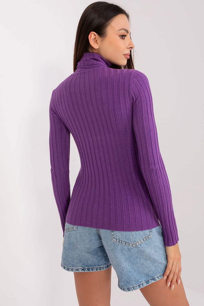 Wool sweaters Soft Viscose Turtleneck Sweater with Classic Cut and Ribbed Fabric Knit tops