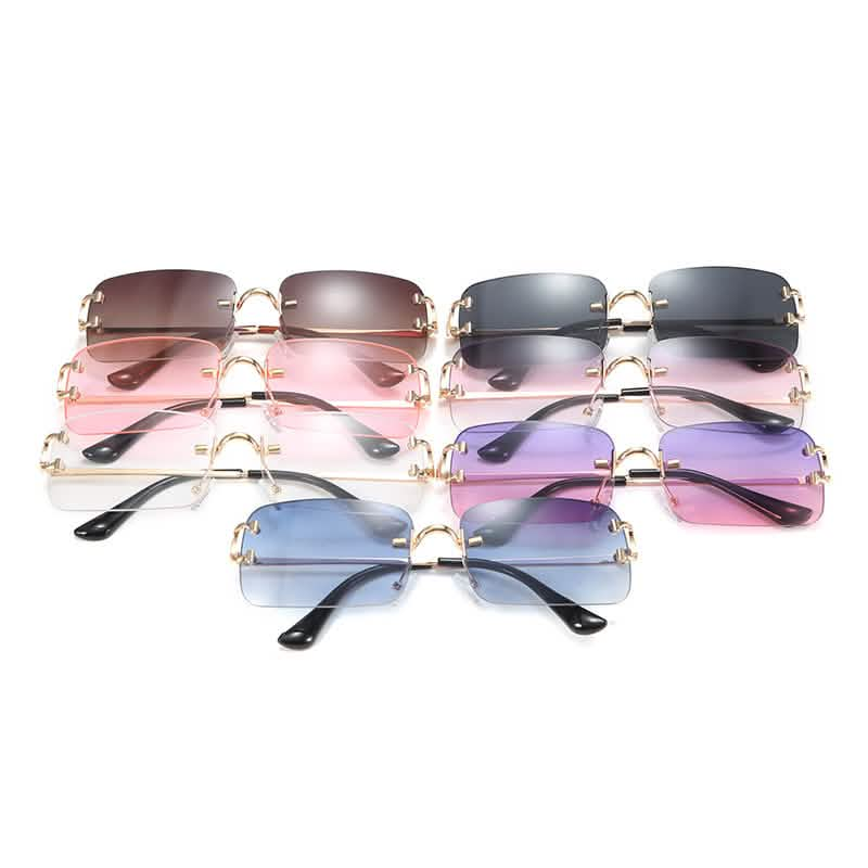 Small-frame trimmed sunglasses in various colors, featuring a trendy design for women. European and American fashion style.