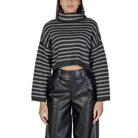 Wool sweaters Black Knitwear with White Stripes for Autumn Winter Collection Knit tops