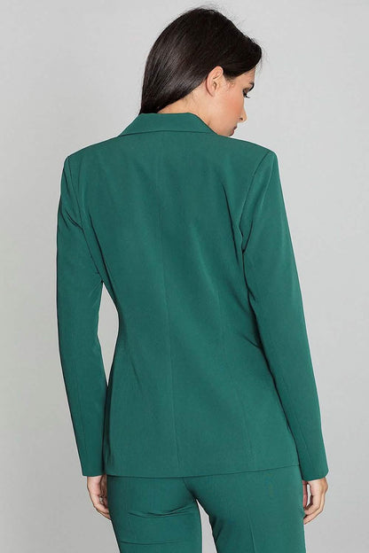 Emerald green blazer shown from the back view.