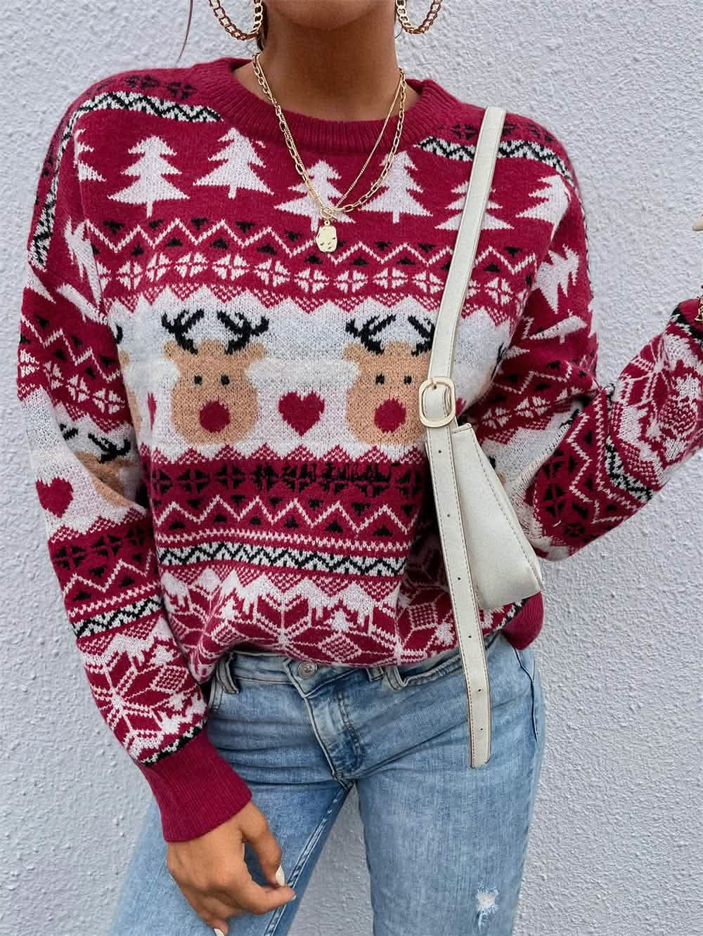 New Winter Clothes Red Christmas Clothes Pullover Holiday Sweater.