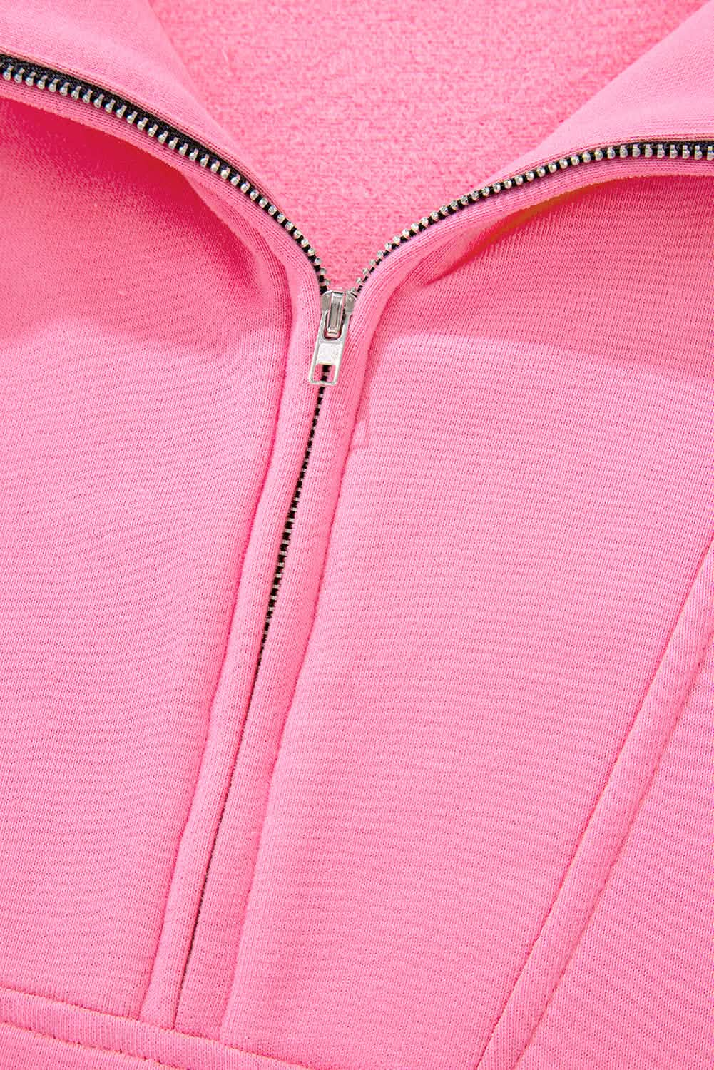 Zip-up Stand Neck Kangaroo Pocket Hoodie.